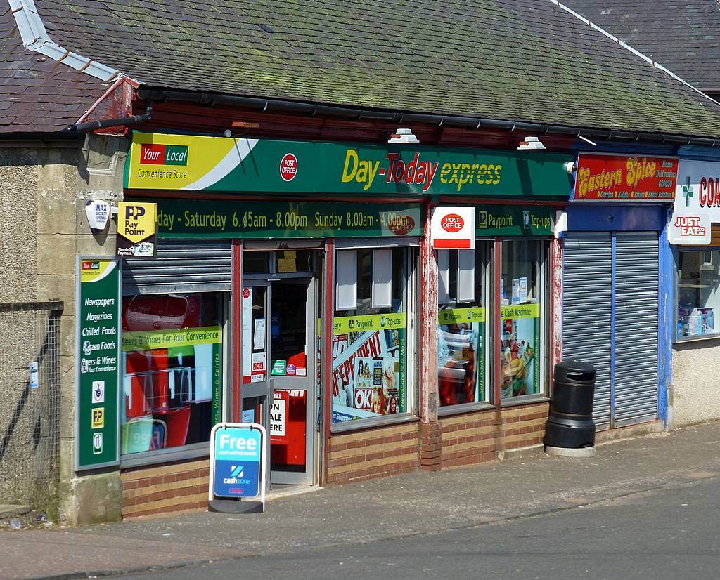 In early March, the Post Office moved from the One Stop Shop to the Day-Today convenience store in Coalburn Road. Date of photo: 21st April 2015